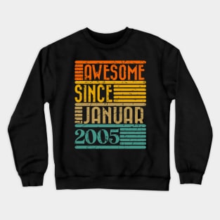 Awesome Since January 2005 19 Years Old 19th Birthday Crewneck Sweatshirt